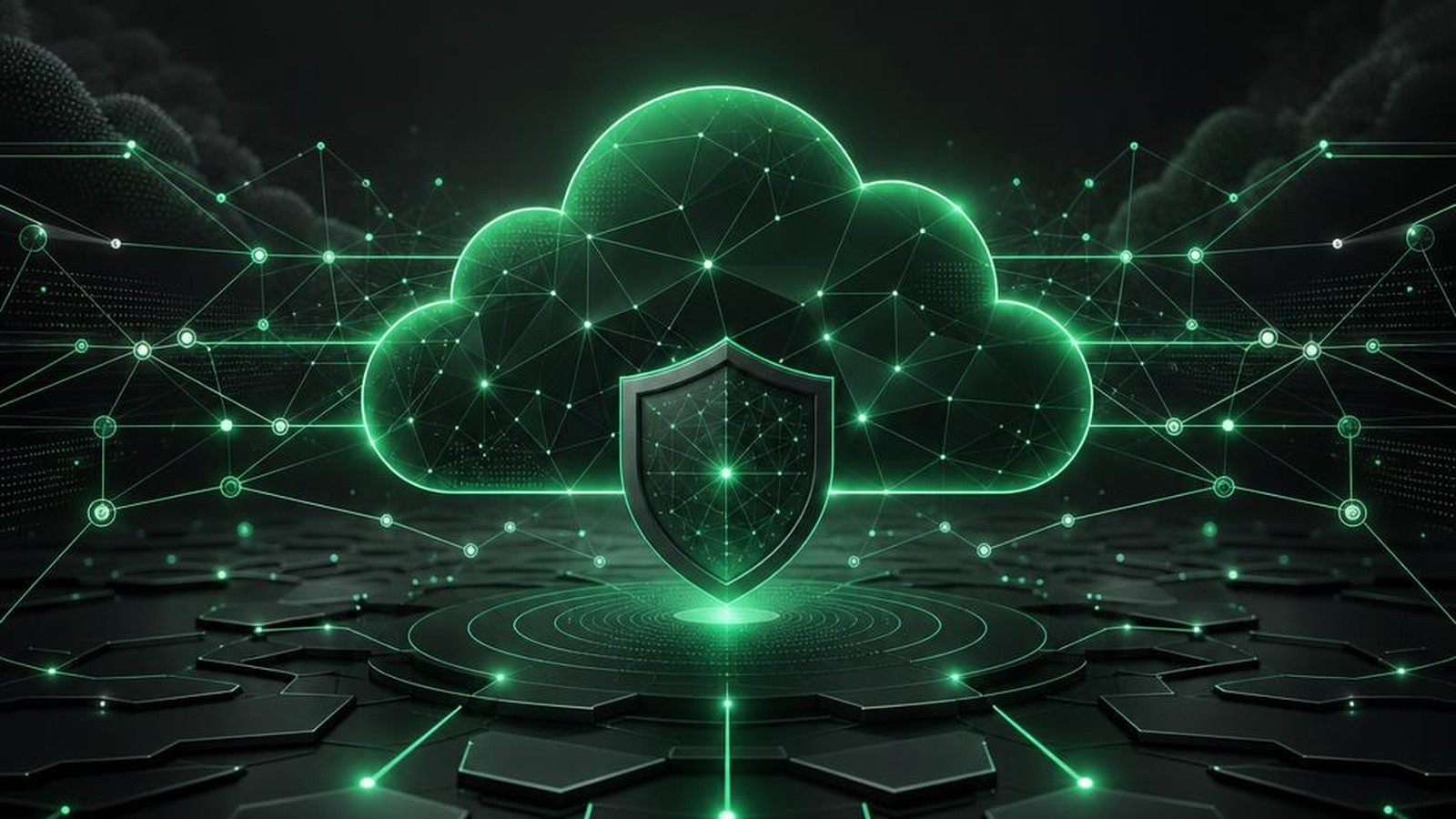 Abstract cloud security network graphic in iboss brand colors for the ChannelPro LIVE Best Cloud Solution news article.