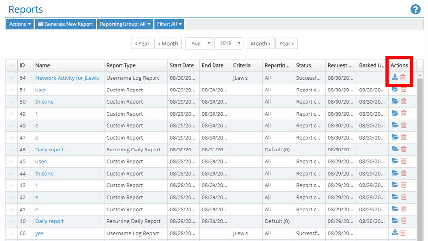 Figure 3 - The Report list, with the new report at the top