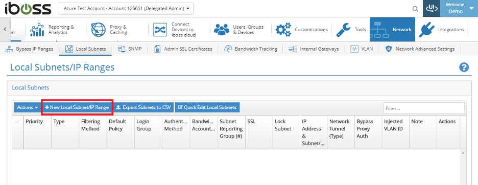 New Local Subnet/IP Range