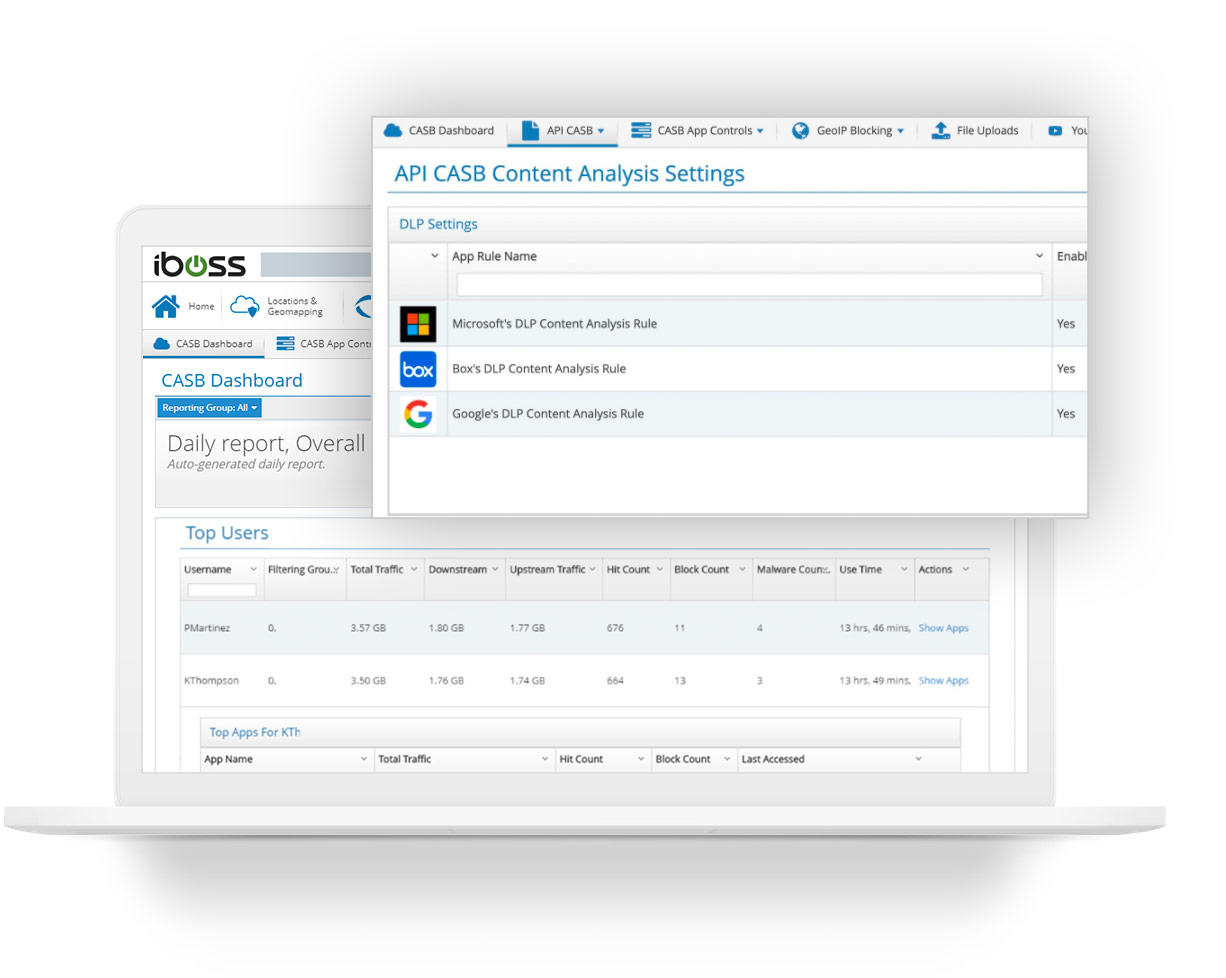 API-CASB-DLP-Detection laptop UI