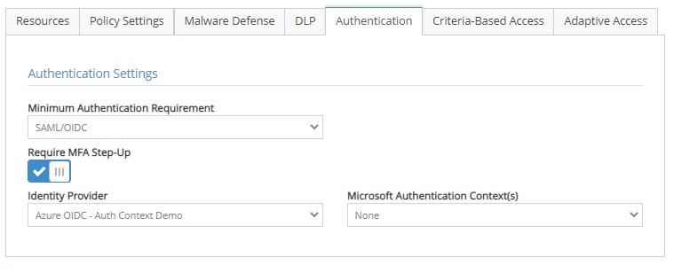 Automatically step up authentication depending on resource