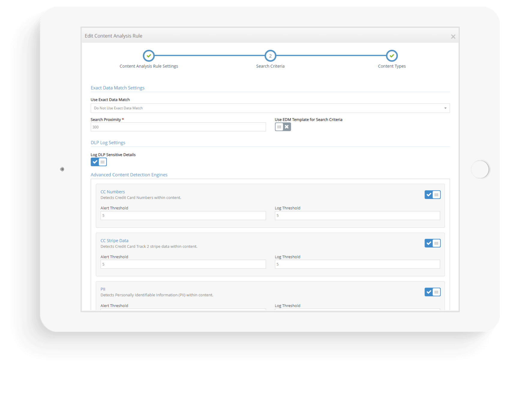 data loss prevention engine has built-in algorithms