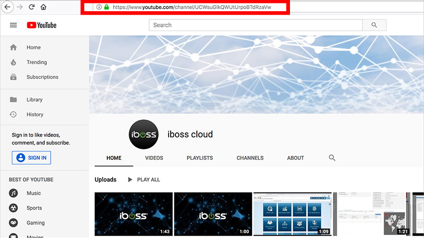 The iboss YouTube channel page